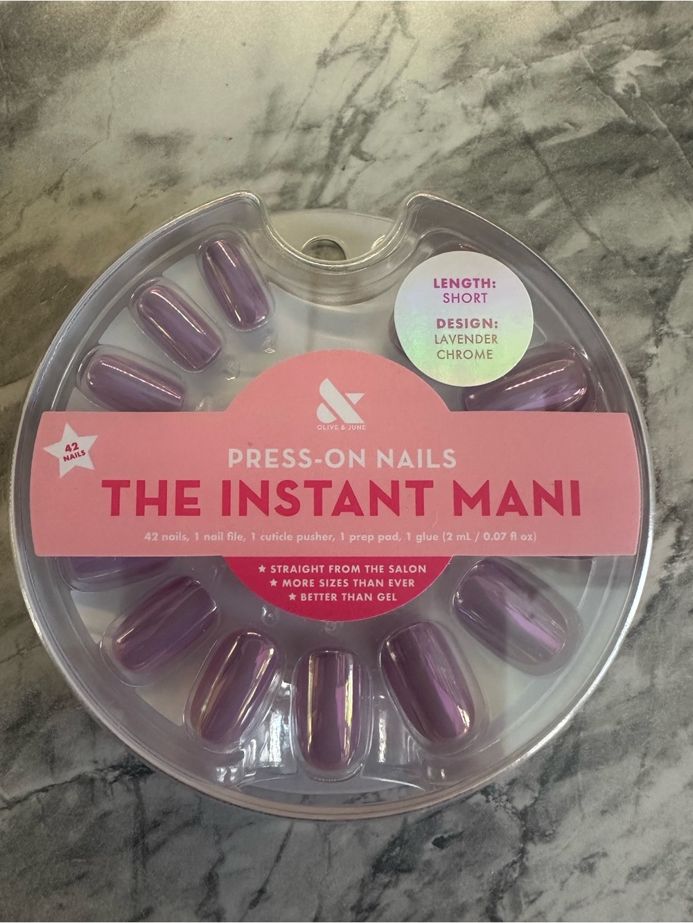 Olive & June Lavender Chrome Press-On Nails - The Instant Mani